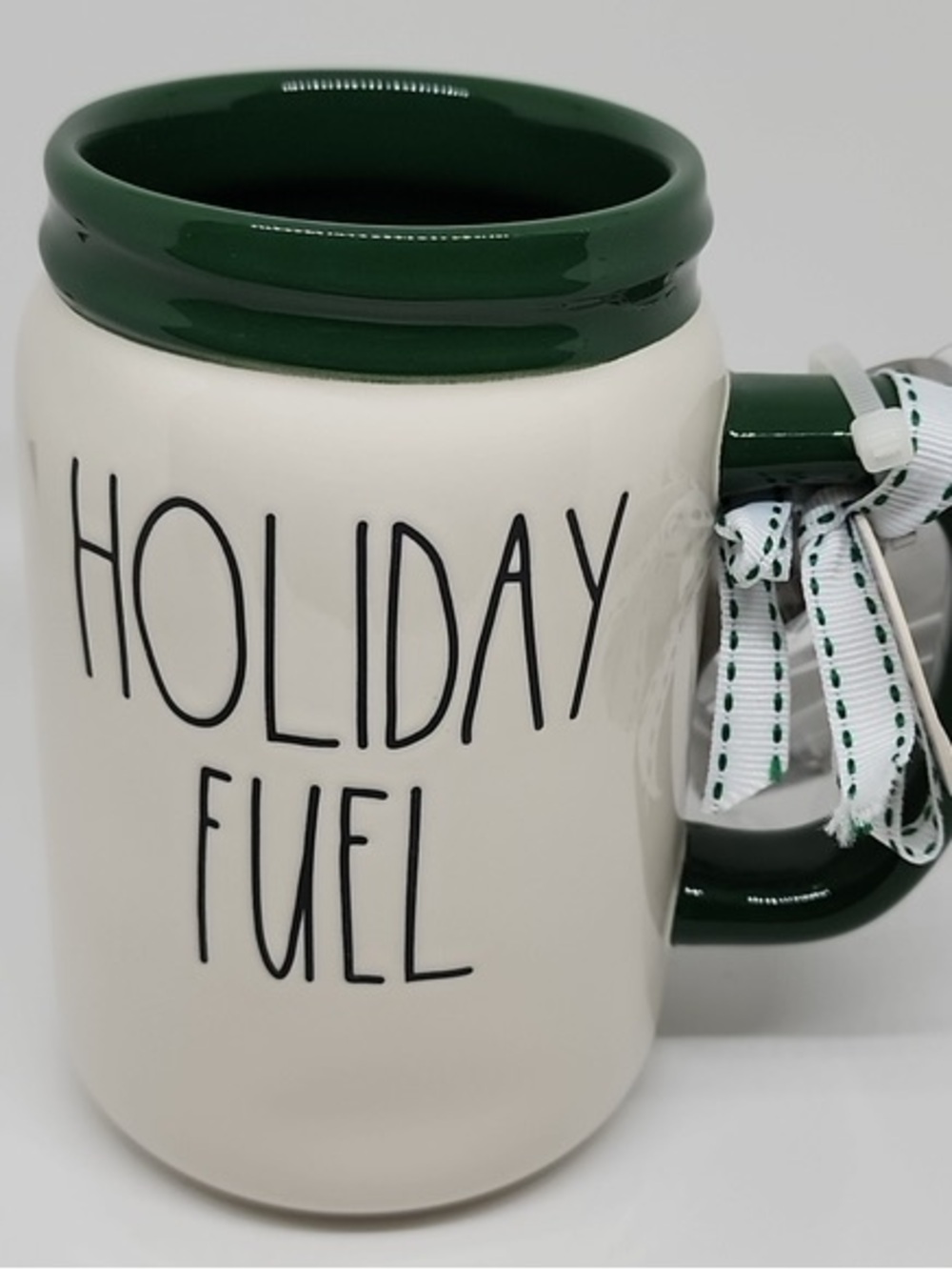Rae Dunn Holiday Fuel Ceramic Mug - Green & Cream BNWT